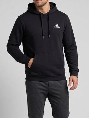 NWT adidas Black Pullover Hoodie with White Logo